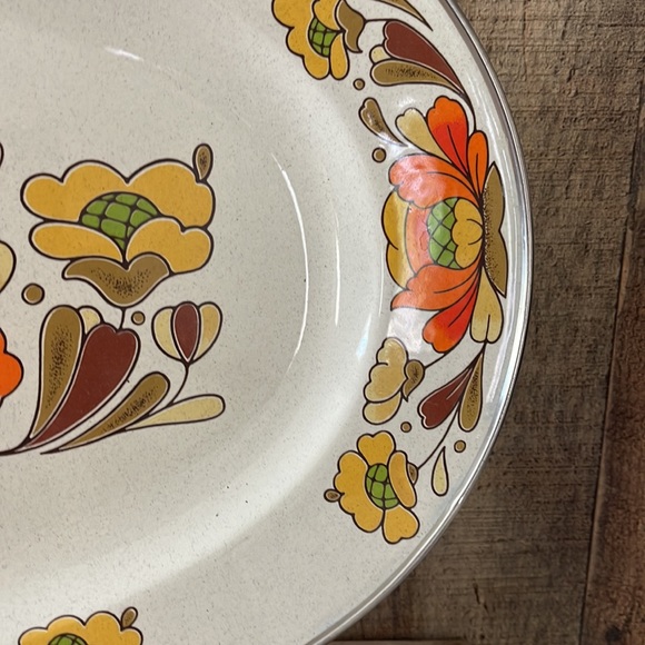 Vintage MCM Sanko Ware Country Flowers platter - Picture 6 of 8